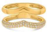.30CT DIAMOND 14K YELLOW GOLD CLASSIC 3 ROW DOUBLE BAND V SHAPE ANNIVERSARY RING