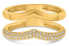 .30CT DIAMOND 14K YELLOW GOLD CLASSIC 3 ROW DOUBLE BAND V SHAPE ANNIVERSARY RING
