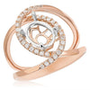 WIDE .29CT DIAMOND 14K WHITE & ROSE GOLD OVAL & ROUND SEMI MOUNT ENGAGEMENT RING