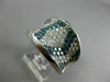 ESTATE WIDE 2.86CT WHITE & BLUE DIAMOND 14KT WHITE GOLD 3D CONCAVE COCKTAIL RING