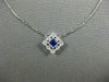 ESTATE .21CT DIAMOND & SAPPHIRE 18K WHITE GOLD FILIGREE MILGRAIN SQUARE NECKLACE