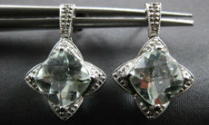 3.84CT DIAMOND & AQUAMARINE 14KT WHITE GOLD CUSHION FLOWER STAR HANGING EARRINGS