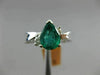ESTATE 1.48CT DIAMOND & AAA EMERALD 14KT WHITE GOLD 3D 3 STONE ENGAGEMENT RING