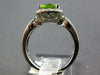 WIDE 1.88CT DIAMOND & AAA PERIDOT 14KT WHITE GOLD CUSHION HALO FILIGREE FUN RING