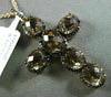 ESTATE LARGE 10.76CT BLACK DIAMOND & SMOKY TOPAZ 14KT ROSE GOLD CROSS PENDANT