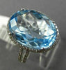 ESTATE LARGE 10.22CT DIAMOND & AAA BLUE TOPAZ 14KT WHITE GOLD OVAL HALO FUN RING