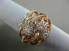 ESTATE LARGE 1.56CT DIAMOND 18KT ROSE GOLD 3D MULTI ROW CRISS CROSS FLOWER RING