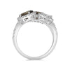 LARGE 2.66CT DIAMOND AAA PINK & BROWN SAPPHIRE 14KT WHITE GOLD 3 STONE LOVE RING