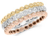 ESTATE .32CT DIAMOND 14KT TRI COLOR GOLD 3D BEZEL BEADED TRIPLE STACKABLE RING