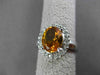 ESTATE LARGE 2.48CT DIAMOND & AAA EXTRA FACET CITRINE 14KT WHITE GOLD HALO RING
