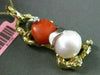 ESTATE LARGE .06CT DIAMOND CORAL PEARL 14K 2 TONE GOLD NUGGET FLOATING PENDANT