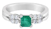 .86CT DIAMOND & AAA EMERALD 18KT WHITE GOLD 3D SQUARE & ROUND ENGAGEMENT RING