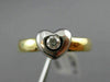 ESTATE .08CT DIAMOND 14K WHITE & YELLOW GOLD SOLITAIRE HEART PROMISE RING #21996