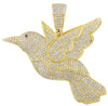 LARGE 1.41CT WHITE & BLACK DIAMOND 14K YELLOW GOLD 3D LOVE BIRD FLOATING PENDANT