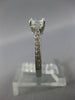ESTATE .82CT DIAMOND PLATINUM THREE STONE EMERALD CUT FILIGREE ENGAGEMENT RING