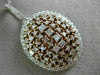 ESTATE LARGE 2.01CT WHITE & PINK DIAMOND 18K 2 TONE GOLD 3D CLUSTER OVAL PENDANT