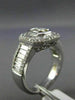 ESTATE LARGE 1.92CT ROUND & BAGUETTE DIAMOND 18K WHITE GOLD OCTAGON PROMISE RING
