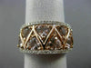 ESTATE WIDE .22CT DIAMOND & TRILLION PINK ICE 14KT WHITE & ROSE GOLD 3D FUN RING
