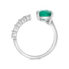 LARGE 3.55CT DIAMOND & AAA EMERALD 18KT WHITE GOLD 3D EMERALD CUT SOLITAIRE RING