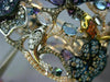 ESTATE LARGE 9.26CT MULTI COLOR DIAMOND & AAA GEM 14K GOLD AQUATIC FLOWER BANGLE