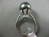 ESTATE LARGE .38CT DIAMOND 18KT WHITE GOLD TAHITIAN PEARL FLOWER SOLITARE RING
