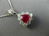 ESTATE LARGE 3.12CT DIAMOND & RUBY 18K WHITE GOLD TRILLION HALO FLOATING PENDANT