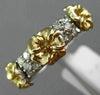 ESTATE .60CT DIAMOND 14KT WHITE & YELLOW GOLD 3 FLOWER WEDDING ANNIVERSARY RING