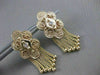 ANTIQUE DIAMOND FILIGREE HANGING TASSEL 14KT YELLOW GOLD EARRINGS 37MM #21291