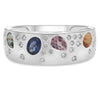 1.91CT DIAMOND & AAA MULTI COLOR SAPPHIRE 14KT WHITE GOLD MULTI SHAPE FUN RING