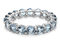 2.84CT AAA AQUAMARINE 14KT WHITE GOLD ROUND LUCIDA SHARED PRONG ANNIVERSARY RING