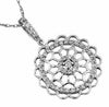 .32CT DIAMOND 14KT WHITE GOLD 3D OPEN FILIGREE FLOWER STAR FLOATING PENDANT