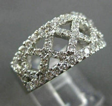 ANTIQUE 1.58CT DIAMOND 14KT WHITE GOLD X LATTICE DESIGN ANNIVERSARY RING #16630