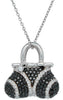 ESTATE 2.35CT WHITE & BLACK DIAMOND 18KT WHITE GOLD PURSE FUN FLOATING PENDANT