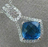 ESTATE 1.92CT DIAMOND & AAA BLUE TOPAZ 14KT WHITE GOLD SQUARE LOVE KNOT PENDANT