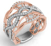 LARGE .77CT DIAMOND 14K WHITE & ROSE GOLD TRIANGULAR INFINITY OPEN FILIGREE RING