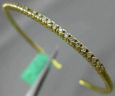 ESTATE .62CT DIAMOND 18KT YELLOW GOLD 3D CLASSIC 2mm FLEXIBLE BANGLE BRACELET