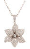 ESTATE 1.16CT DIAMOND 18KT YELLOW GOLD 3D CLASSIC ROSE FLOWER FLOATING PENDANT