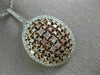 ESTATE LARGE 2.01CT WHITE & PINK DIAMOND 18K 2 TONE GOLD 3D CLUSTER OVAL PENDANT