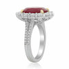 LARGE 8.35CT DIAMOND & AAA RUBY 18K 2 TONE GOLD FLOWER OVAL HALO ENGAGEMENT RING