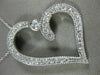 ANTIQUE 1.05CT DIAMOND 14KT WHITE GOLD 3D FILIGREE MILGRAIN HEART PENDANT #17756
