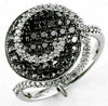 1.03CT WHITE & BLACK DIAMOND 14KT WHITE GOLD 3D CIRCULAR PAVE SWIRL RING
