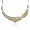 ESTATE EXTRA LARGE 32CT WHITE & FANCY YELLOW DIAMOND 18K 2 TONE GOLD 3D NECKLACE