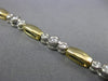 ESTATE 1.10CT DIAMOND 14K TWO TONE GOLD THREE STONE BEZEL TENNIS BRACELET #15639