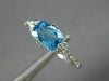 ESTATE 1.0CT DIAMOND & AAA BLUE TOPAZ 14K WHITE GOLD 3D CLUSTER RECTANGULAR RING
