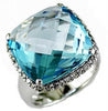 LARGE 18.22CT DIAMOND & AAA BLUE TOPAZ 14K WHITE GOLD HALO CUSHION SQUARE RING