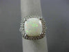 ESTATE LARGE 4.14CT DIAMOND & AAA OPAL 14K WHITE GOLD 3D SQUARE DOUBLE HALO RING