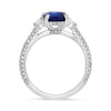 3.25CT DIAMOND & AAA SAPPHIRE PLATINUM 3D CUSHION SEMI ETERNITY ENGAGEMENT RING