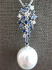 .80CT DIAMOND & SAPPHIRE & AAA SOUTH SEA PEARL 18KT WHITE GOLD TEAR DROP PENDANT