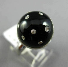ESTATE .57CT DIAMOND & ONYX 14K WHITE GOLD 3D DOME MOON STAR ROMANTIC LOVE RING