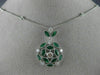 ESTATE LARGE 2.41CT DIAMOND & AAA EMERALD 18K WHITE GOLD CLASSIC FLOWER PENDANT